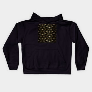 Faux Foil Gold and Black Retro Vintage Art Deco Geometric Open Triangle Pattern Kids Hoodie